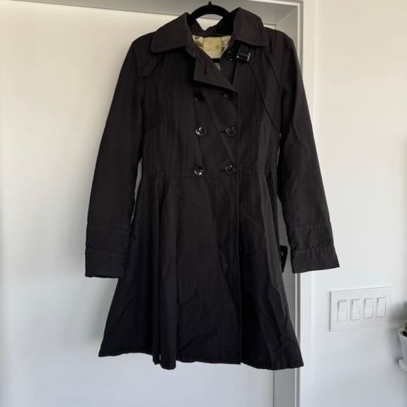 Black Soia & Kyo pleated trench coat pleated/ fit and flare - Picture 1 of 7